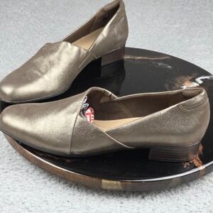 Clarks Collection Womens 11N Bronze Metallic Leather Ultimate Comfort Loafers